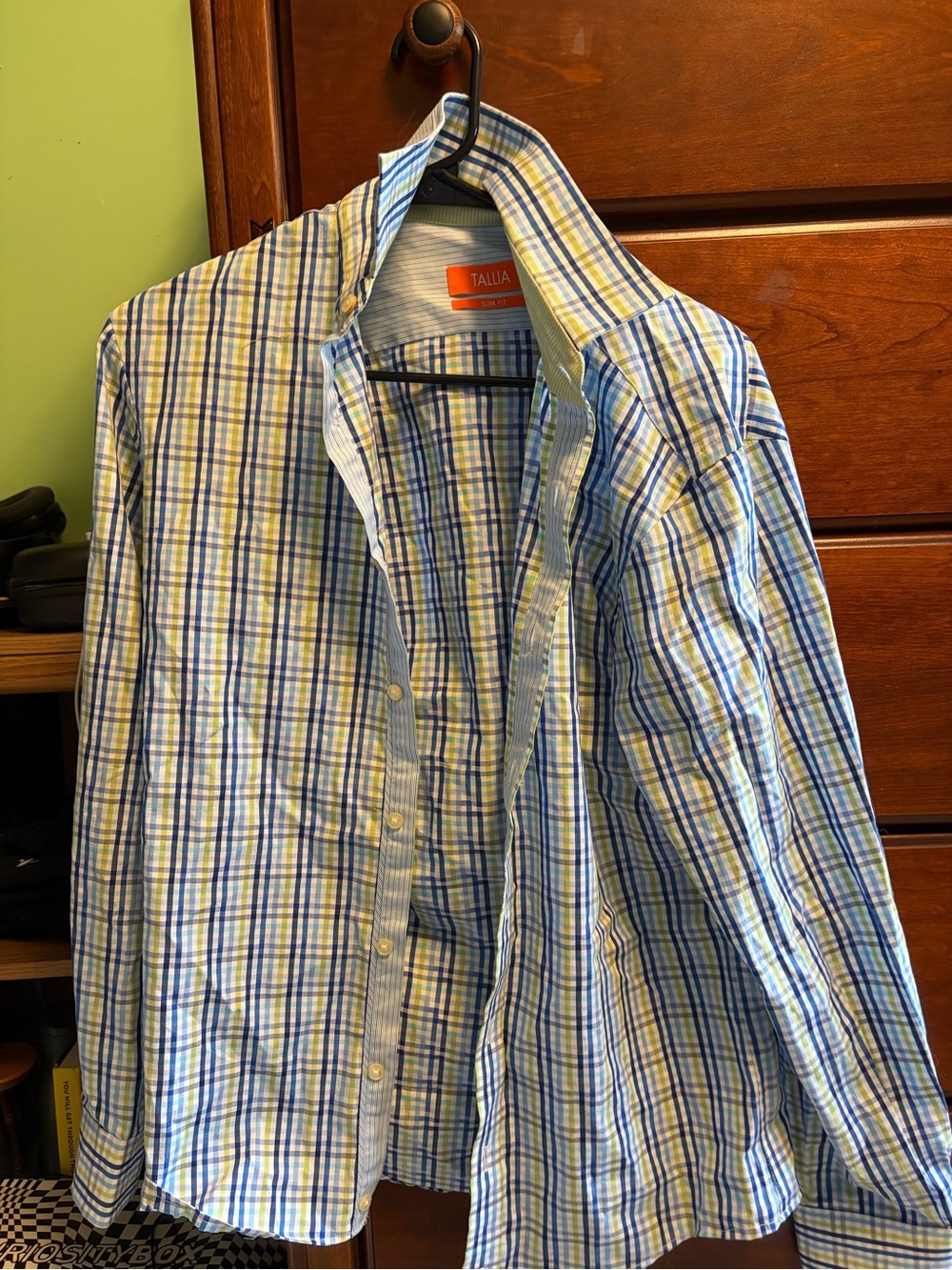 Blue, Green, and White Checkered Men’s Shirt